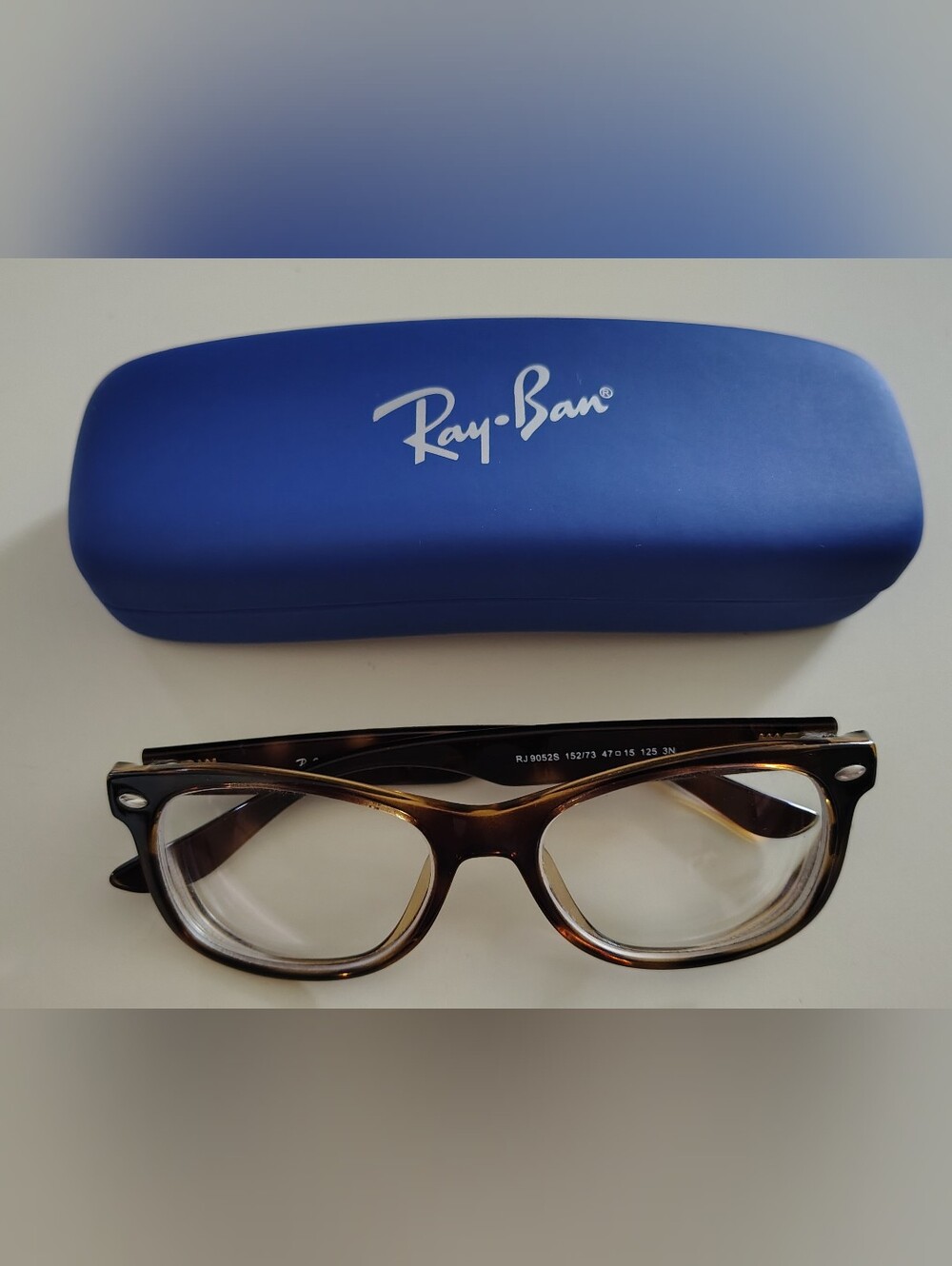 Ray-Ban RJ9052S 152/73 Junior Wayfarer Tortoise Shell Eyeglasses With Blue Case